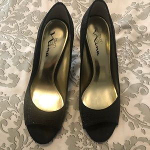 Nina black glitter heels